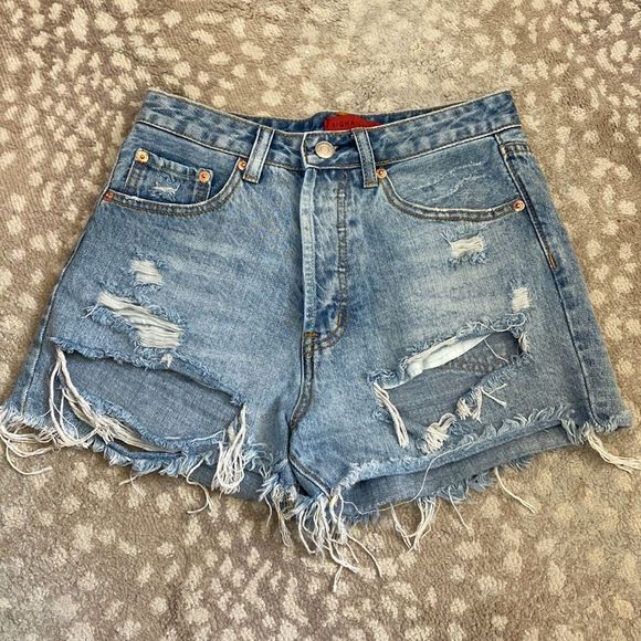 Signature8 Pants - Signature8 High Rise Distressed Denim Cut Off Shorts